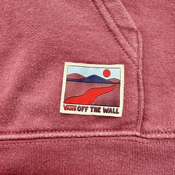 Vans Outdoor Club Hoodie 🌄 Retro Trail Graphic – Size S – Maroon & Mint - Picture 3 of 10